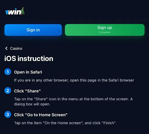 1win mobile app for iOS Indonesia